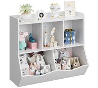 GarveeHome Meuble de Rangement Multifonction pour Enfants - Bibliothèque et étagère à Jouets en Bois - 5 Compartiments spacieux - Blanche