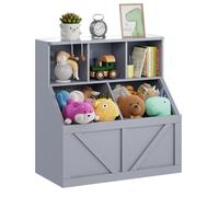 GarveeHome Meuble Multifonction pour Chambre d'enfant - Bibliothèque et Rangement à Jouets - Armoire avec étagère Livres et Jouets - Gris Pur