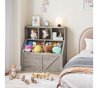 GarveeHome Meuble Multifonction pour Chambre d'enfant - Bibliothèque et Rangement à Jouets - Étagère Livres et casiers - Idéal Chambre, Gris