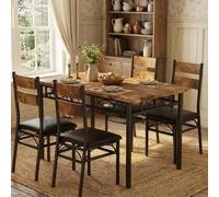 GarveeHome Optimisez Votre Espace Repas - Ensemble 3 pièces : Table carrée et 2 chaises Dossier Haut rembourrées - Structure métallique Robuste - Parfait Appartement, Vintage