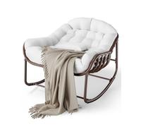 GarveeHome Outdoor Patio - Chaises à Bascule papasan surdimensionnées pour l'intérieur avec Coussin rembourré - Chaise à Bascule en Forme d'œuf pour Salon, véranda, Jardin, terrasse, arrière-Cour