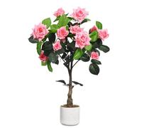 GarveeHome Plante Artificielle - Rose - Plantes artificielles décoratives - avec Protection UV - en Pot - pour Table de Mariage, Salon, Bureau