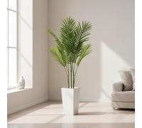 GarveeHome Plante Artificielle Tropicale en Pot Blanc, 1,47m/1,52m Palmier Artificiel Areca Décoration pour Patio, Maison, Bureau, Porche