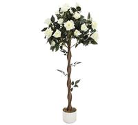 GarveeHome Plantes artificielles - Rosier Artificiel - avec Protection UV - en Pot - pour Table de Mariage, Salon, Bureau