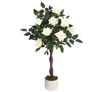GarveeHome Plantes artificielles - Rosier Artificiel - avec Protection UV - en Pot - pour Table de Mariage, Salon, Bureau