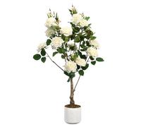 GarveeHome Plantes artificielles - Rosier Artificiel - avec Protection UV - en Pot - pour Table de Mariage, Salon, Bureau