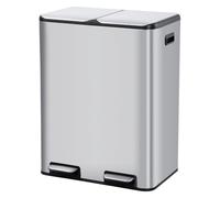 GarveeHome Poubelle de cuisine - 2 x 30 l - Système de tri sélectif en acier inoxydable - 2 compartiments - Double couvercle - Compartiments séparés - Utilisation sans contact - Silencieux - Pour la