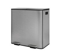 GarveeHome Poubellecuisine 2 compartiments métal avec 2pédales indépendantes couvercle fermeture douce recyclage déchets organiques seaux intérieurs amovibles (Mattgrau, 2 x 40 L)