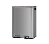 GarveeHome Poubellecuisine 2 compartiments métal avec 2pédales indépendantes couvercle fermeture douce recyclage déchets organiques seaux intérieurs amovibles (Mattgrau, 2 x 30 L)