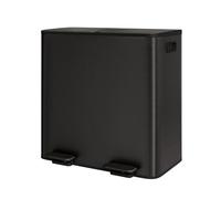 GarveeHome Poubellecuisine 2 compartiments métal avec 2pédales indépendantes couvercle fermeture douce recyclage déchets organiques seaux intérieurs amovibles (Noir mat, 2 x 40 L)