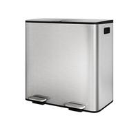 GarveeHome Poubellecuisine 2 compartiments métal avec 2pédales indépendantes couvercle fermeture douce recyclage déchets organiques seaux intérieurs amovibles (couleur acier inoxydable, 2 x 40 L)