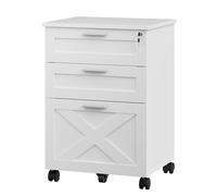 GarveeHome Robuste et sécurisé - Caisson à dossiers 3 tiroirs en Bois sur roulettes - Serrure intégrée - Rangement sous Bureau pour Documents A4/Lettre/Légal - Tiroirs Suspendus -Blanc