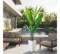 GarveeHome Strelitzia Artificielle 172 cm avec Pot Haut Blanc | Oiseau de Paradis avec Pot Haut Blanc, Feuilles Réglables, Sans Entretien, Plante Tropicale Décoration d’Intérieur pour Salon