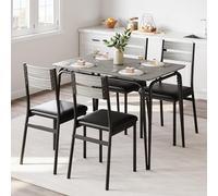 GarveeHome Table à manger avec 4 chaises - Table de bar avec 4 chaises à dossier - Table de cuisine industrielle en métal pour 4 personnes - Ensemble pour salle à manger, cuisine - Gris