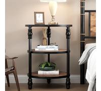 GarveeHome Table Basse Ronde 3 Niveaux - Table d’appoint en Bois et Cadre Acier, Rangement Pratique, Style rétro - pour Salon