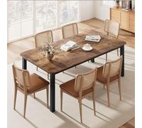 GarveeHome Table de salle à manger industrielle pour 6 à 8 personnes, table de cuisine en bois de 200 cm de long avec cadre en métal robuste et finition marron rustique - 6 places de comptoir
