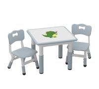 GarveeHome Table Enfant avec 2 Chaises Réglable en Hauteur - Set Plastique sans BPA pour Enfants dès 2 Ans - Gris