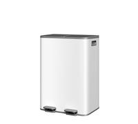 GarveeHome Trash Can, 2 x 8 gal (2 x 30 L) Garbage Can for Kitchen Dual Compartment Recycling Kitchen Step Trash Bin, Stainless Steel Trash and Recycle Bin Combo with Soft-Close Lid, Grayish-White