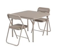 GarveeLife 3PCS Ensemble Table Et Chaises Pliantes pour Enfants, Table Et Chaises d'Activités pour Garçons Et Filles avec Coussin Souple en PU pour Manger, Lire Et Jouer,Beige
