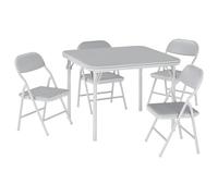 GarveeLife 5PCS Ensemble Table Et Chaises Pliantes pour Enfants, Table Et Chaises d'Activités pour Garçons Et Filles avec Coussin Souple en PU pour Manger, Lire Et Jouer,Gris