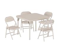 GarveeLife 5PCS Ensemble Table Et Chaises Pliantes pour Enfants, Table Et Chaises d'Activités pour Garçons Et Filles avec Coussin Souple en PU pour Manger, Lire Et Jouer,Beige