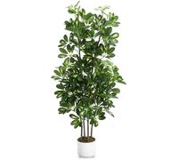 GarveeLife Arbre Artificiel à Parapluie 120 cm avec Pot Blanc - Plante Artificielle résistante aux intempéries pour l'intérieur et l'extérieur - Décoration sans Entretien pour la Maison, Le Bureau et