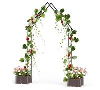 GarveeLife Arche de rosiers avec 2 jardinières, Arche de Jardin en métal comme tuteur - Arche pour Roses et Plantes grimpantes, pergola Stable pour Mariage, Jardin et fête