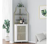 GarveeLife Armoire à Vin d'angle avec Casier à Bouteilles Amovible, Armoire Bar d'angle à 5 Niveaux avec Porte Coulissante Et Porte-Verres, Buffet De Style Fermier Et Bar d'Intérieur, Brun Rustique