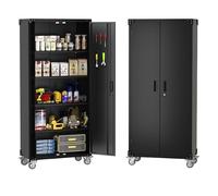 GarveeLife Armoire Acier 182cm roulettes Verrouillable Panneau Perforé