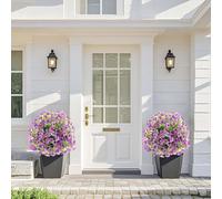 GarveeLife Boules Topiaires Buis Artificielles Lot de 2, 60 cm Fleurs Violettes Décoratives Décoration Extérieurérieure pour Jardin, Terrasse, Allée Violet