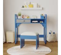 GarveeLife Bureau Enfant avec Chaise, Table Enfant Et Chaise avec 2 Tiroirs, Table pour l'étude, Le Travail Et l'écrire, Cadeau pour Garçon Fille 3-8 Ans, 86x46x80CM, Bleu