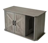 GarveeLife Cache-Litiere Bois Double Portes Entree Laterale Blanc