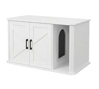 GarveeLife Cache-Litiere Bois Double Portes Entree Laterale Blanc
