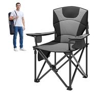 GarveeLife Chaise de Camping Pliable - Charge maximale : 200 kg - Ultra Grande Chaise de pêche de 64 cm avec Dossier Haut et Rembourrage - avec Sac de Transport - pour Jardin, Balcon, Plage - Noir