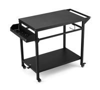 GarveeLife Chariot de barbecue extérieur, table de four à pizza avec roues verrouillables pour extérieur terrasse, table de préparation de cuisine en plein air, chariot de fumoir pour jardin, camping