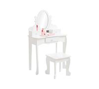 GarveeLife Coiffeuse pour Enfants, Coiffeuse pour Filles avec Miroir, Tabouret, Tiroir, Boîtes De Rangement, pour Enfants De 3 à 6 Ans, Blanc