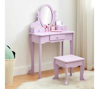 GarveeLife Coiffeuse pour Enfants, Coiffeuse pour Filles avec Miroir, Tabouret, Tiroir, Boîtes De Rangement, pour Enfants De 3 à 6 Ans, Violet