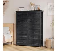 GarveeLife Commode à 16 Tiroirs De Rangement avec Dessus en Bois pour Salon, Chambre, Chambre d'enfant, Placard, Entrée, Couloir, 101 × 30 × 130 cm