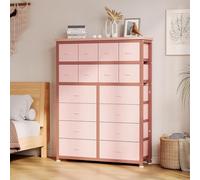 GarveeLife Commode à 16 Tiroirs De Rangement avec Dessus en Bois pour Salon, Chambre, Chambre d'enfant, Placard, Entrée, Couloir, 101 × 30 × 130 cm