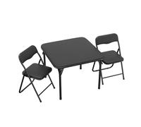 GarveeLife Ensemble de Mobilier Pliable pour Enfants, Table Carrée et 2 Chaises avec Coussin, Portable et Léger, pour la Salle de Jeux, la Crèche et Les Activités Extérieures Noir