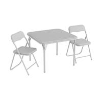 GarveeLife Ensemble de Mobilier Pliable pour Enfants, Table Carrée et 2 Chaises avec Coussin, Portable et Léger, pour la Salle de Jeux, la Crèche et Les Activités Extérieures Gris