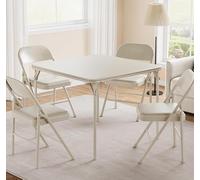 GarveeLife Ensemble Salle à Manger Pliant 5pcs Carré Métal Beige