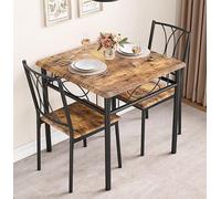 GarveeLife Ensemble Table Carrée Compacte Bois/Métal 2 Chaises Gris | Assises rembourrées confortables, montage simple, entretien facile, pieds antidérapants, design polyvalent