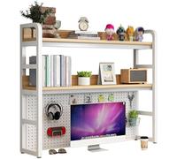 GarveeLife Étagère De Bureau, Organisateur De Bureau à 3 Couches, Matériau En Bois Et Métal, étagère De Rangement Réglable, Adaptée Au Dortoir Au étude (95CM)