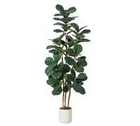 GarveeLife Figuier Lyre Réaliste Tronc Naturel Sections Réglables Pot Blanc