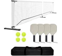 GarveeLife Filet de pickleball, 6,7 m, système de filet de pickleball portable, selon la norme du tournoi, avec cadre en métal, 4 raquettes, 4 balles de pickleball, sac de transport, pour jardin, parc