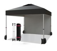 GarveeLife HMLciE3MXa-YRN-8f3 Tente pop-up portable instantanée avec 1 paroi latérale, tente de patio avec sac à roulettes ventilé, 4 sacs de sable, 4 cordes et 8 piquets de tente, noir, 3 x 3 m