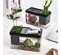 GarveeLife Kit de démarrage Moderne pour Aquarium, Transparent pour débutant, avec Couvercle Respirant, Grande Ouverture, Bords Lisses, Parfait comme Bureau ou décoration de Salon, également comme