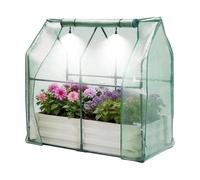GarveeLife Kit de Potager surélevé avec Serre et Ensemble d'arrosage - Jardinière Large en métal galvanisé - Couverture Transparente - pour Jardin, Patio ou terrasse - Beige, 120 x 90 x 30 cm