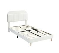 GarveeLife Lit Simple Rembourré 100x200CM, Sommier à Lattes, Lits Capitonné 1 Personne pour Enfant Adolescent, Velours